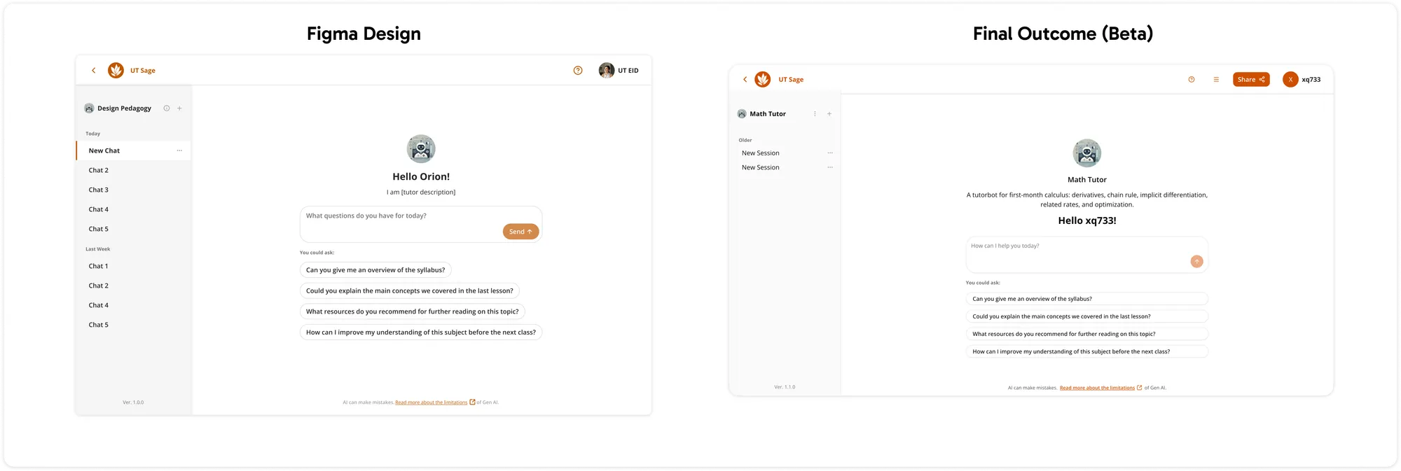 UT Sage chat page production