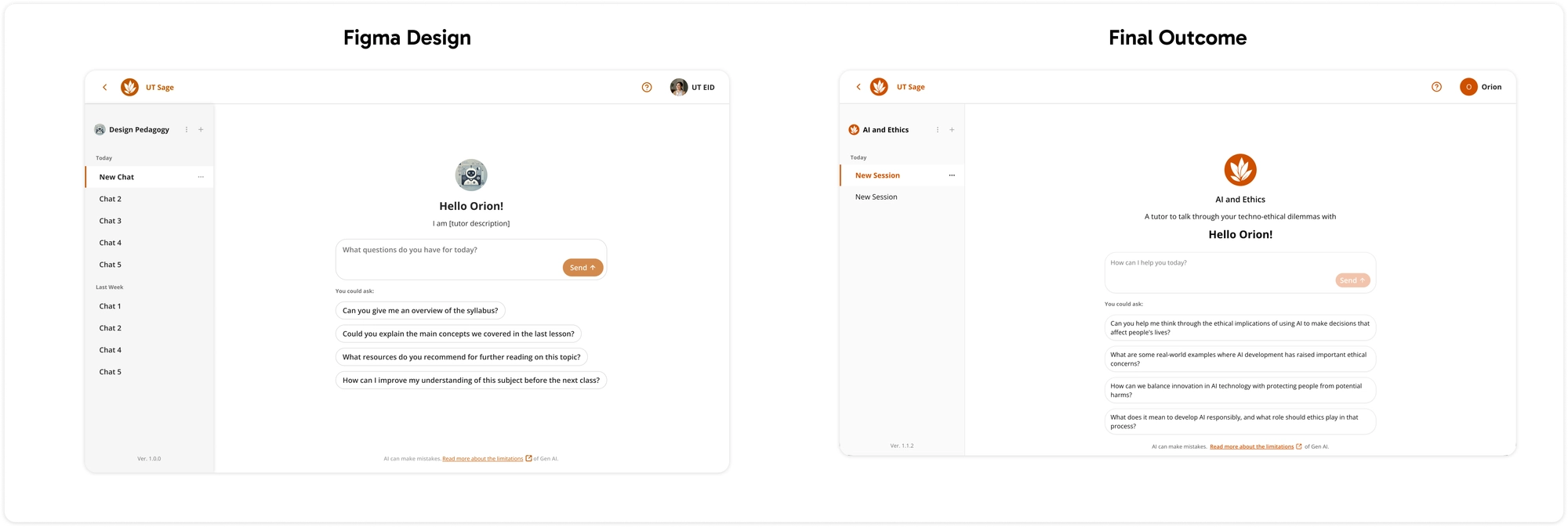 UT Sage chat page production