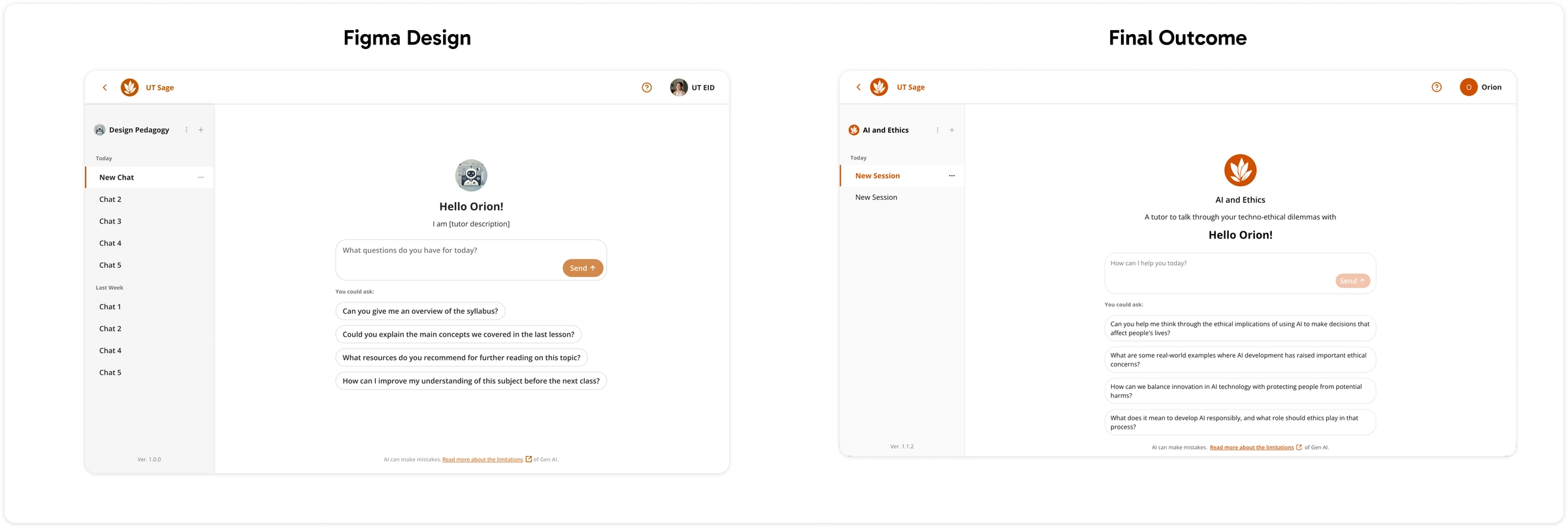 UT Sage chat page production