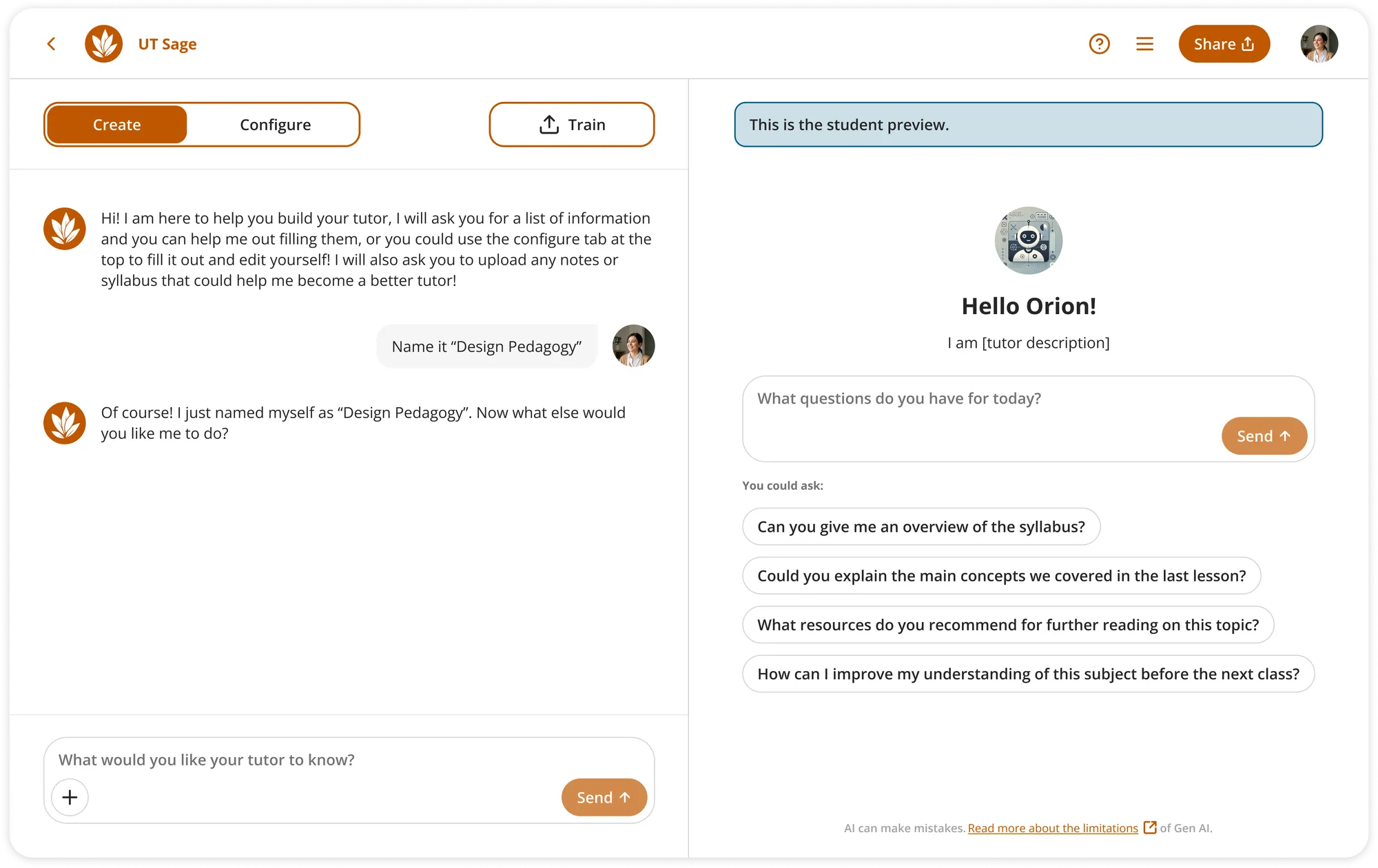 UT Sage product sample page