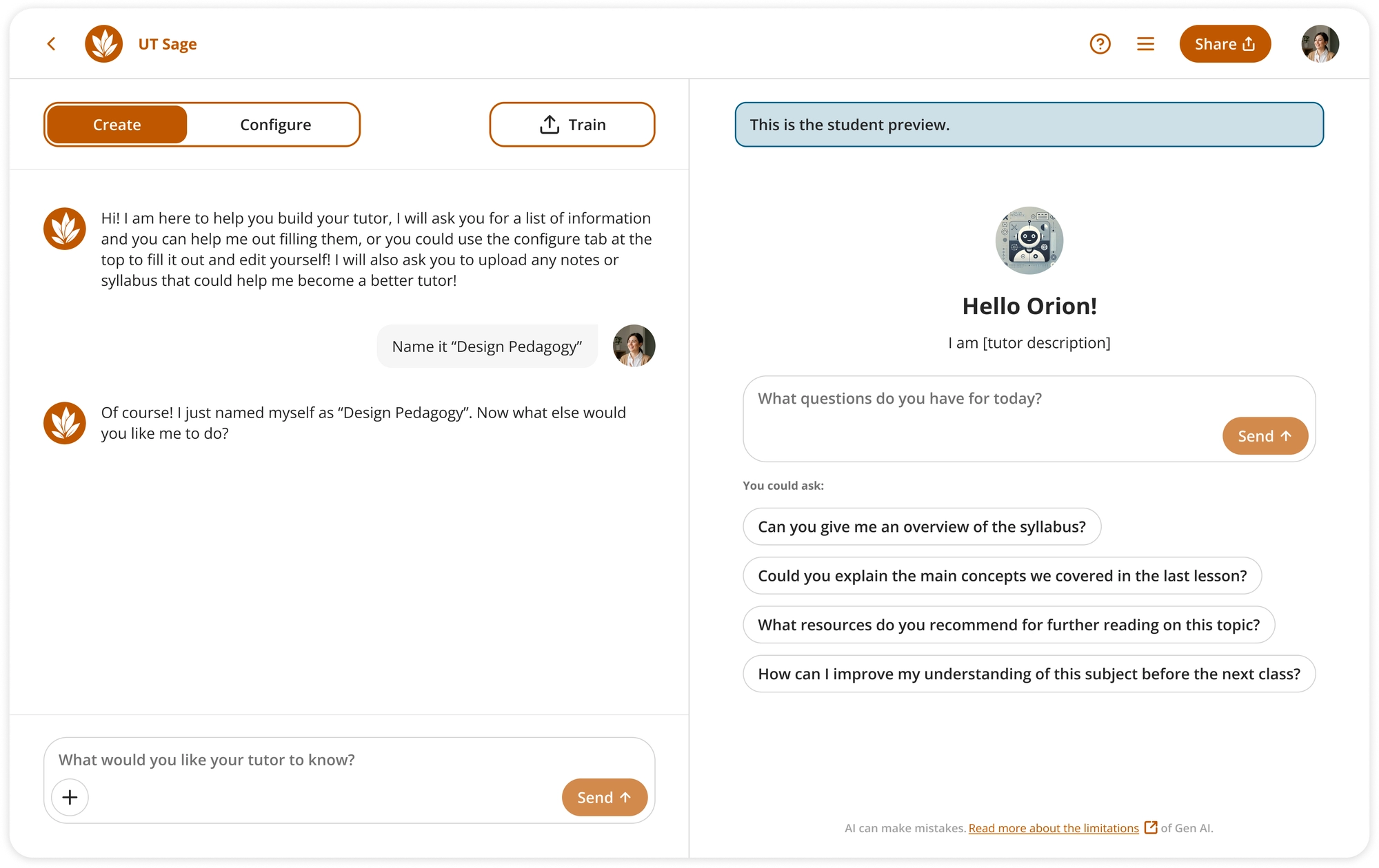 UT Sage product sample page