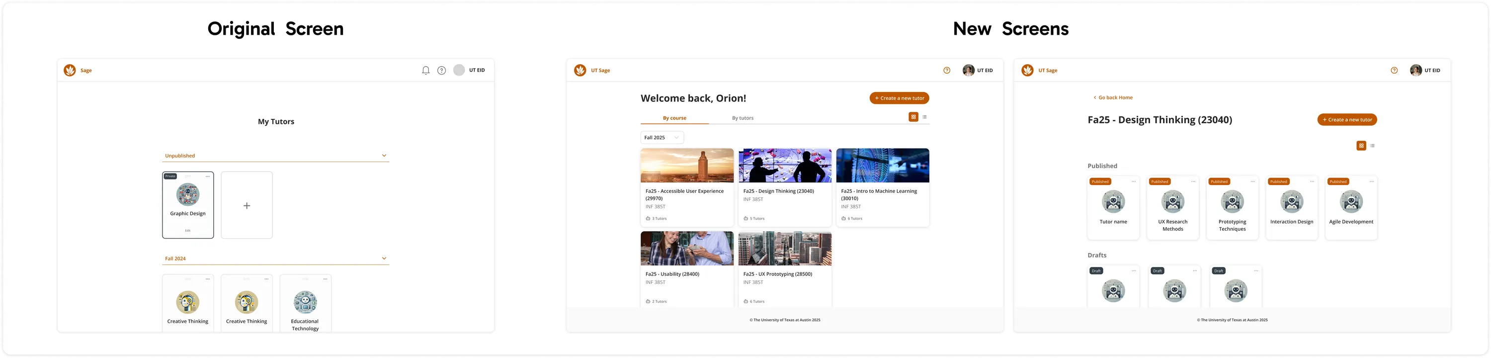 UT Sage homepage transition