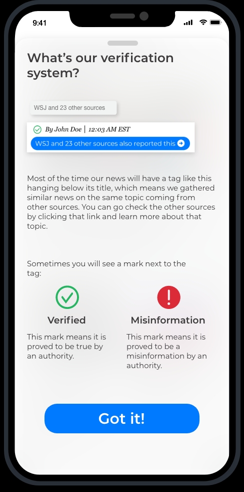 Trusty explanation screen