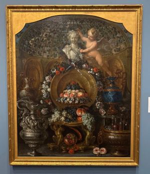 Still Life with Silver and Gold Vessels, Fruit, and Flowers at Blanton Museum
