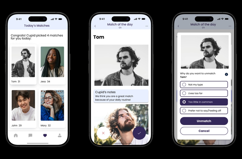 Hi-fi prototype of the match screen