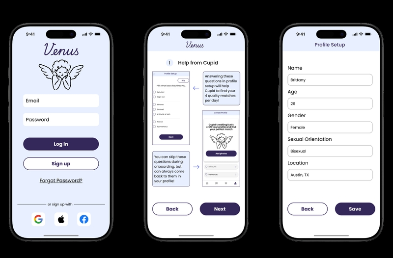 Hi-fi prototype of the onboarding screen