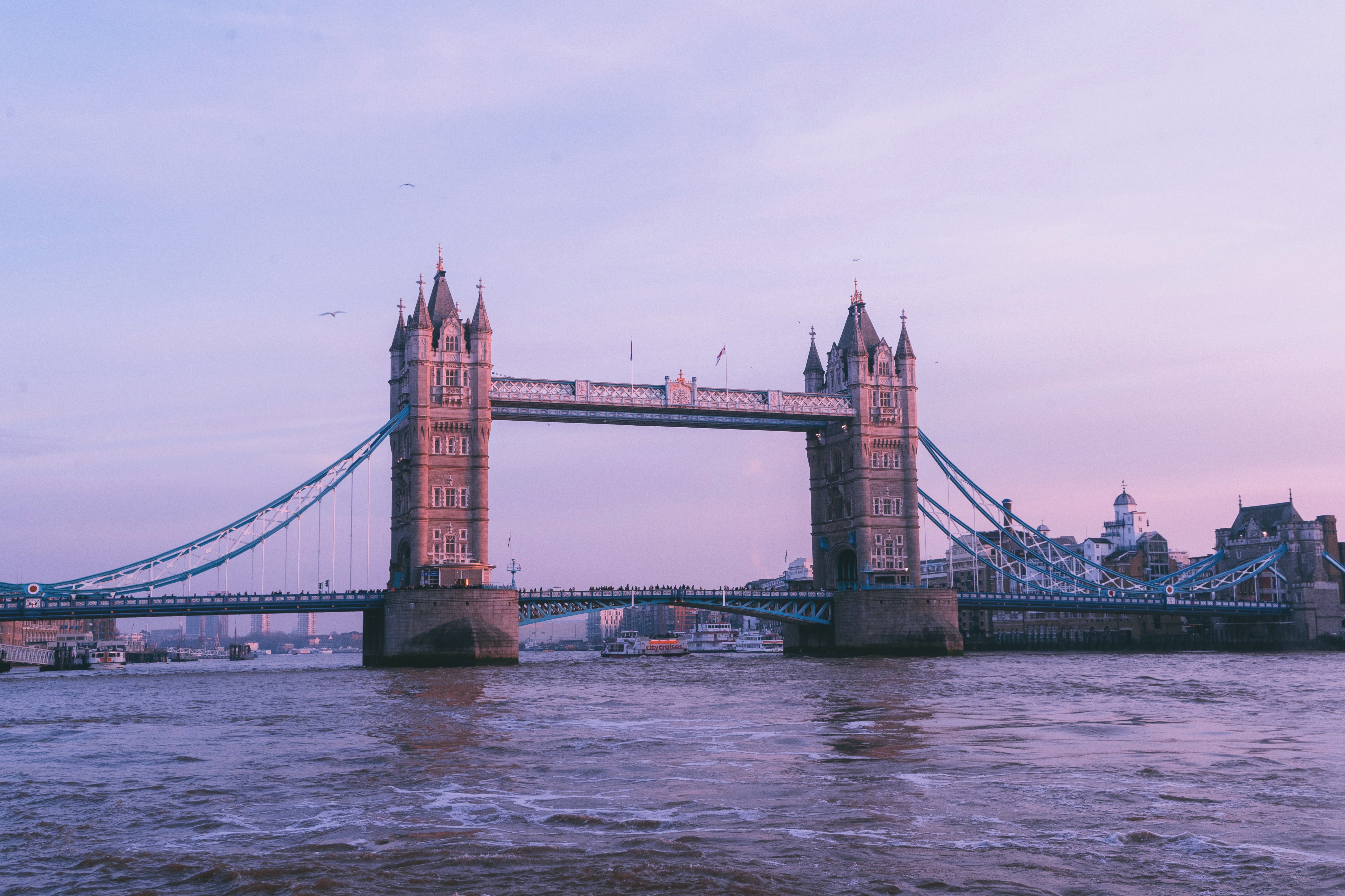 Tower Bridge crossing the River Thames at dusk